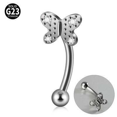 Δαχτυλίδι φρυδιών Titanium Cz Σκουλαρίκι με κοιλιά Δαχτυλίδι Rook Daith Piercing Vertical Labret Lip Jewelry Ear Tragus Helix Stud Jewelry