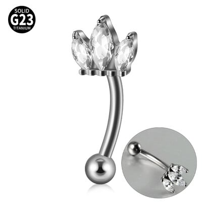 Δαχτυλίδι φρυδιών Titanium Cz Σκουλαρίκι με κοιλιά Δαχτυλίδι Rook Daith Piercing Vertical Labret Lip Jewelry Ear Tragus Helix Stud Jewelry