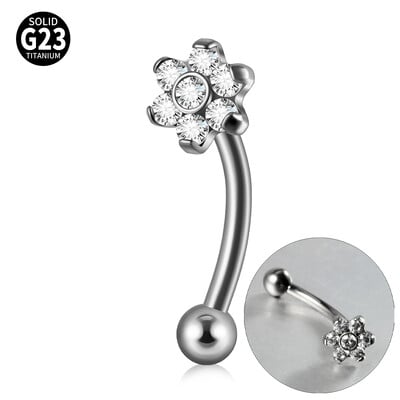 Δαχτυλίδι φρυδιών Titanium Cz Σκουλαρίκι με κοιλιά Δαχτυλίδι Rook Daith Piercing Vertical Labret Lip Jewelry Ear Tragus Helix Stud Jewelry