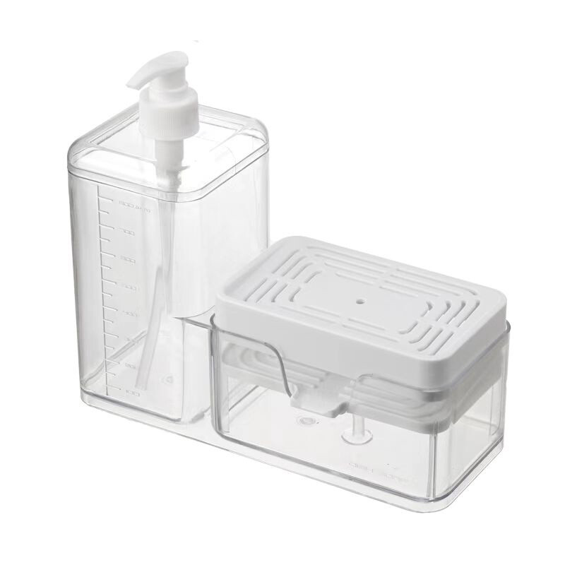 2 viename virtuvės muilo dozatorius su kempinės laikikliu Skysto muilo siurblio dozatorius Valymo skysčio talpyklos virtuvės priedai