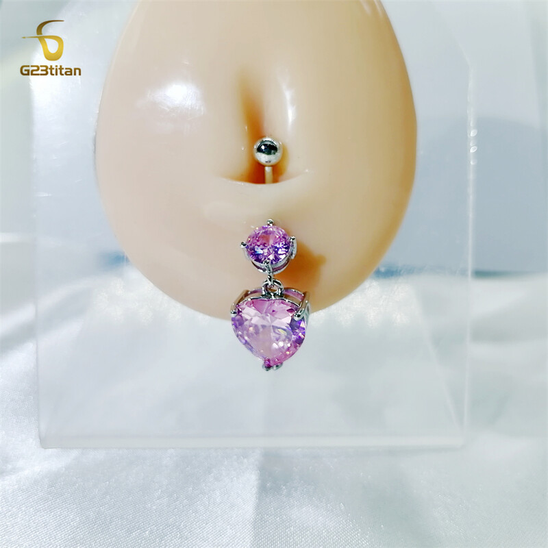 Piercing do pupka s minimalistickým romantickým zirkónom, titánovou oceľou a príveskom do pupka, ženám, ženám.
