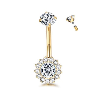 1 kom. F136 Titan Dvobojni suncokret s kamenom Nokat za pupak G23 Titan Popularni modeli Nakit za piercing