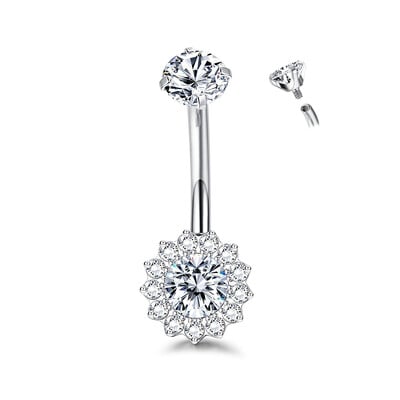 1 kom. F136 Titan Dvobojni suncokret s kamenom Nokat za pupak G23 Titan Popularni modeli Nakit za piercing