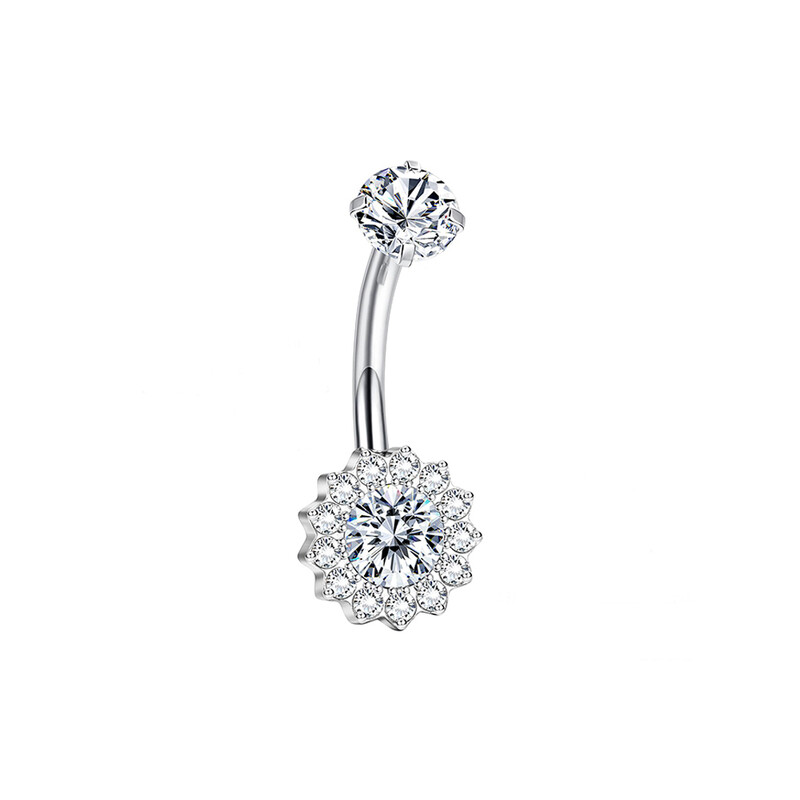 1 kom. F136 Titan Dvobojni suncokret s kamenom Nokat za pupak G23 Titan Popularni modeli Nakit za piercing