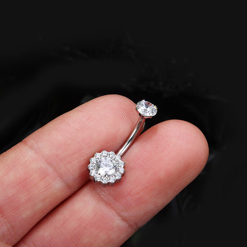 1 kom. F136 Titan Dvobojni suncokret s kamenom Nokat za pupak G23 Titan Popularni modeli Nakit za piercing