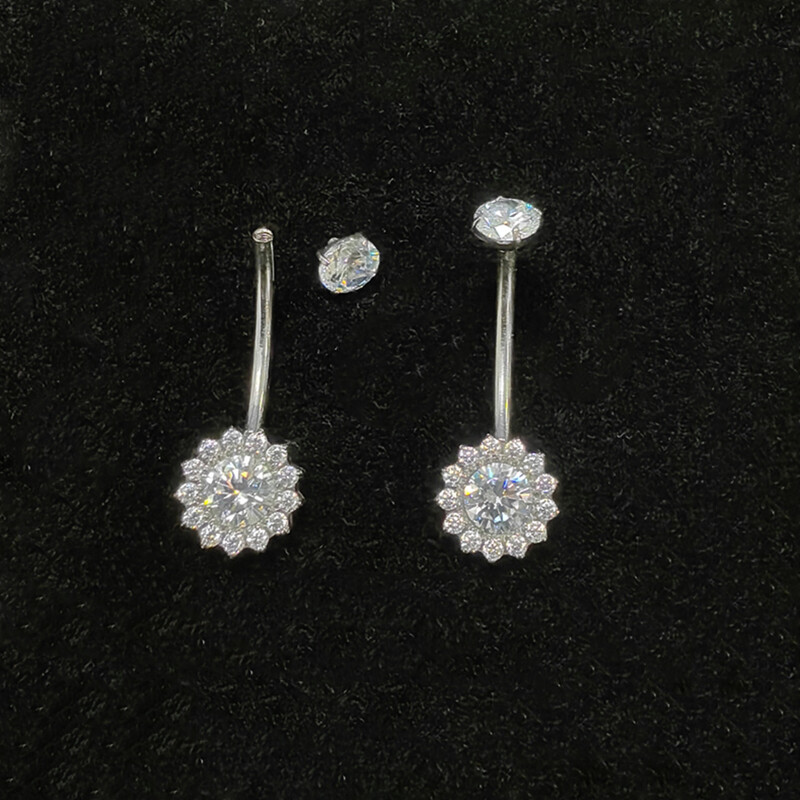 1 kom. F136 Titan Dvobojni suncokret s kamenom Nokat za pupak G23 Titan Popularni modeli Nakit za piercing