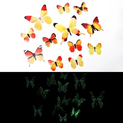 Svietiace nálepky na stenu s motýľmi, 3D farebné motýle, svietiace nálepky na stenu, tapeta do spálne, obývačky, bytovej dekorácie
