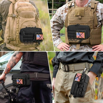 Tactical Molle Pouch Хоризонтална административна чанта с преден джоб с шнур EMT Pouch EDC Utility Orgaznier Bag Чанта за лов на открито