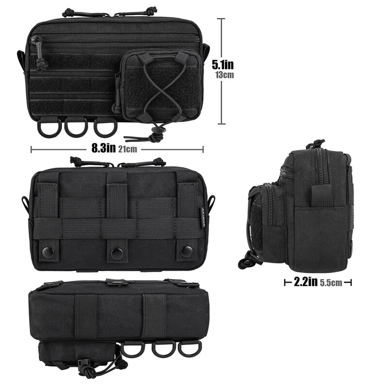 Tactical Molle Pouch Οριζόντια τσάντα διαχειριστή με μπροστινή τσέπη με κορδόνι περίσφιξης EMT Pouch EDC Utility Orgaznier Τσάντα για υπαίθρια τσάντα κυνηγιού