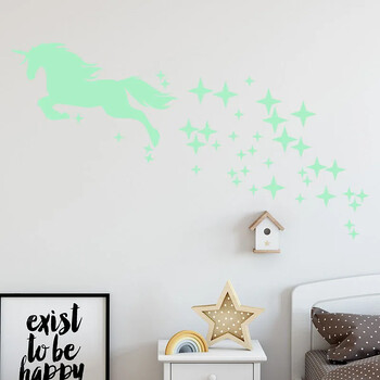 1 Σετ Glow in Dark Stars Αυτοκόλλητα Glowing Unicorn Αυτοκόλλητο Οροφής Φωτεινά αυτοκόλλητα τοίχου για παιδικό κρεβάτι Δώρο γενεθλίων για πάρτι