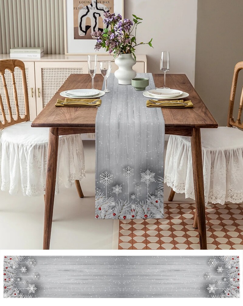 Crăciun ac de pin fulg de zăpadă din lemn granulat lenjerie de rulare de masă decor de masă iarna de craciun de sufragerie aleer de masă decorațiuni de Crăciun