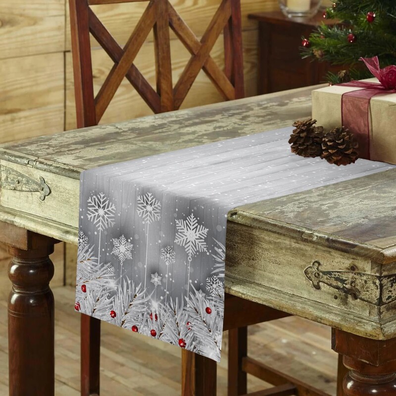 Crăciun ac de pin fulg de zăpadă din lemn granulat lenjerie de rulare de masă decor de masă iarna de craciun de sufragerie aleer de masă decorațiuni de Crăciun