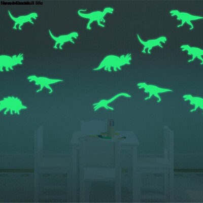 Hudobná nota žiari v tme Mesiac Hviezda Nočné svietiace dinosaury Nálepky na stenu do detskej izby Spálňa Domov DIY Kombinované nálepky