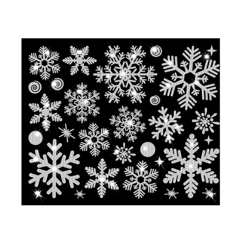 Tapet de Anul Nou Crăciun sclipici Autocolant fereastră fulg de zăpadă Autocolante electrostatice de perete fulg de zăpadă Uși Decor de sticlă Decalcomanii