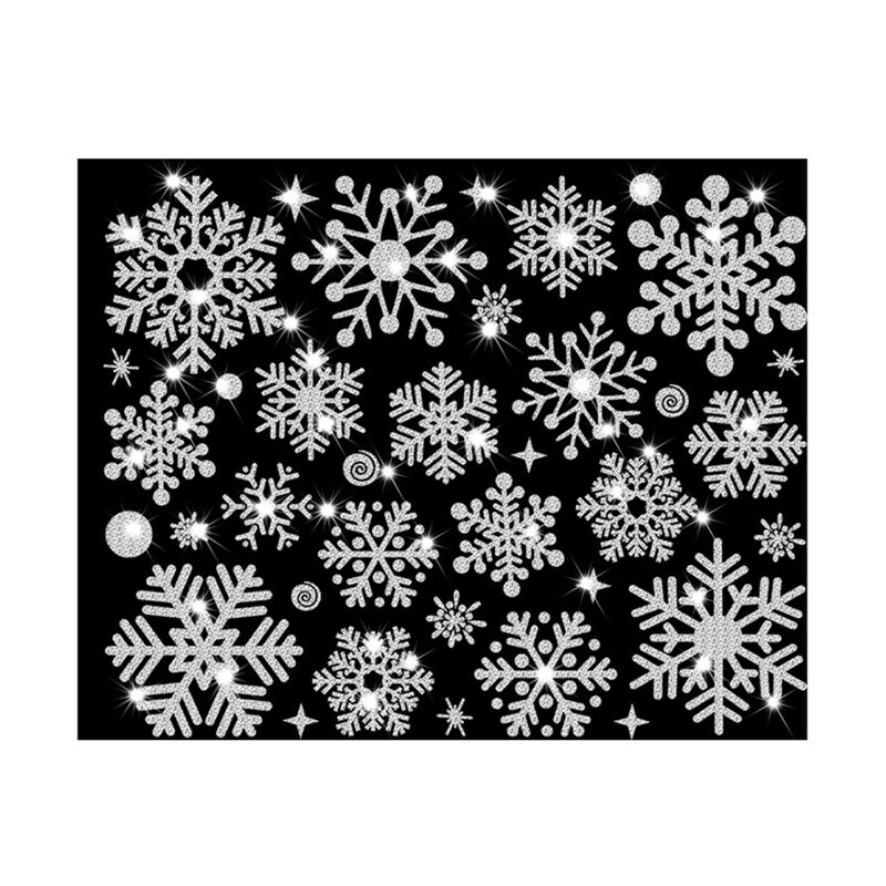 Tapet de Anul Nou Crăciun sclipici Autocolant fereastră fulg de zăpadă Autocolante electrostatice de perete fulg de zăpadă Uși Decor de sticlă Decalcomanii