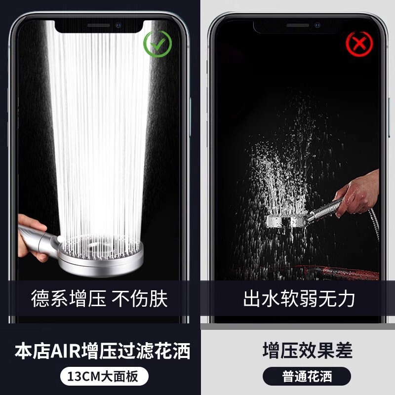 Cap de duș cu panou mare de 122 mm, de înaltă presiune, cu debit mare, 5 moduri, duză de pulverizare pentru economisirea apei, duș cu ploaie, accesorii pentru baie