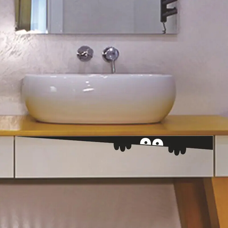 Vicces barkács fali matrica WC-ülőke matricák Peep Monster mosdókagyló fürdőszoba PVC aranyos rajzfilm matrica eltávolítható lakberendezés