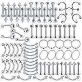 85 ΤΕΜ Χειρουργικά κοσμήματα για τρύπημα από ατσάλι Χειρουργική παρτίδα Μύτη δαχτυλίδι δαχτυλίδι γλώσσας παρτίδα σετ φρυδιών Labret σετ τρυπήματος πέταλο δαχτυλίδι Πακέτο παρτίδας