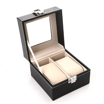 6 θέσεις PU Δερμάτινο ρολόι αποθήκευσης PU WristWatch Box Θήκη αποθήκευσης Organizer Μαύρο βραχίονα ρολογιού Κιβώτιο οθόνης