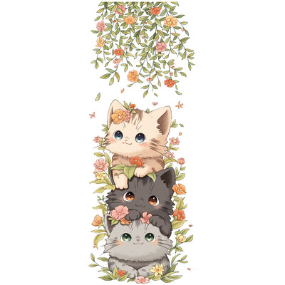 Cute Cat Vinyl παιδικά αυτοκόλλητα τοίχου για διακόσμηση δωματίου κοριτσάκι Αξεσουάρ κρεβατοκάμαρας Αυτοκόλλητη ταπετσαρία διακόσμηση τοίχου Διακόσμηση δωματίου