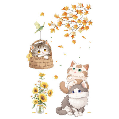 Cute Cat Vinyl παιδικά αυτοκόλλητα τοίχου για διακόσμηση δωματίου κοριτσάκι Αξεσουάρ κρεβατοκάμαρας Αυτοκόλλητη ταπετσαρία διακόσμηση τοίχου Διακόσμηση δωματίου