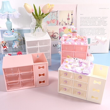 Ins Desktop Six House Grid Desktop Popular Storage Box Тип чекмедже Кутия за съхранение Cosmetics Storage Cream Glue Diy Storage Box