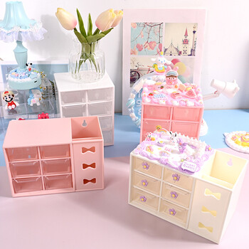 Ins Desktop Six House Grid Desktop Popular Storage Box Тип чекмедже Кутия за съхранение Cosmetics Storage Cream Glue Diy Storage Box