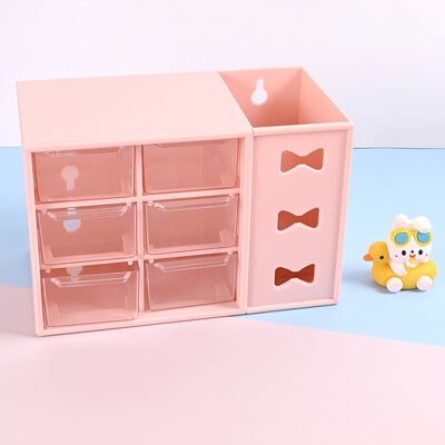 Ins Desktop Six House Grid Desktop Popular Storage Box Tip ladice Storage Box Cosmetics Storage Cream Glue Diy Storage Box