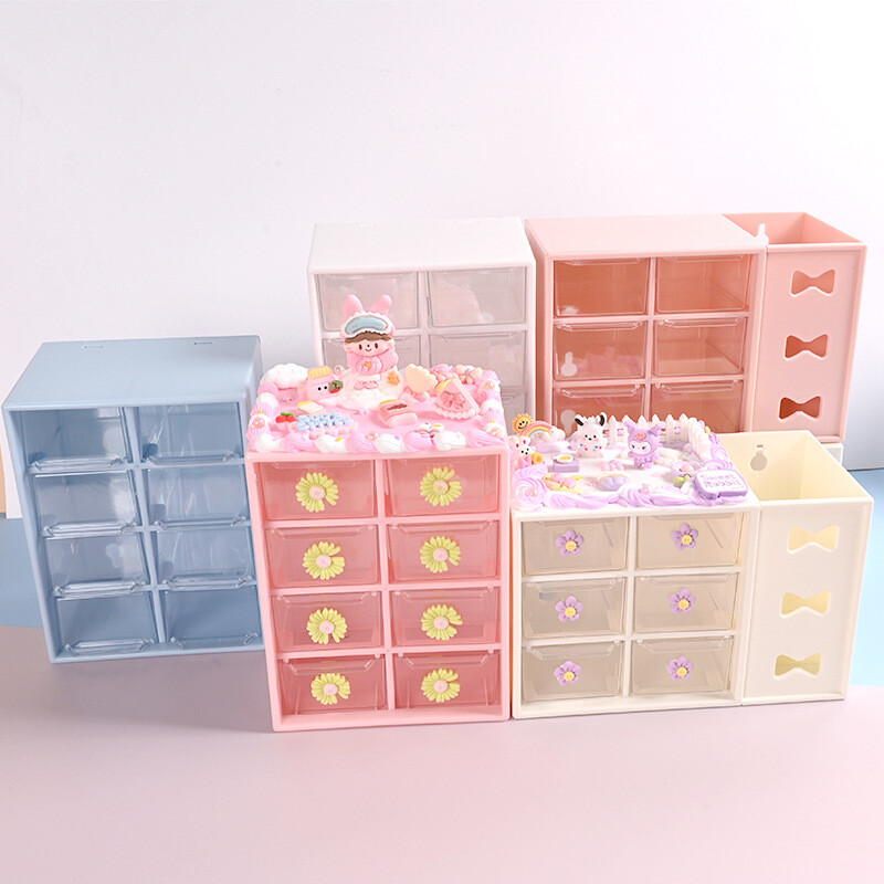 Ins Desktop Six House Grid Desktop Popular Storage Box Tip ladice Storage Box Cosmetics Storage Cream Glue Diy Storage Box
