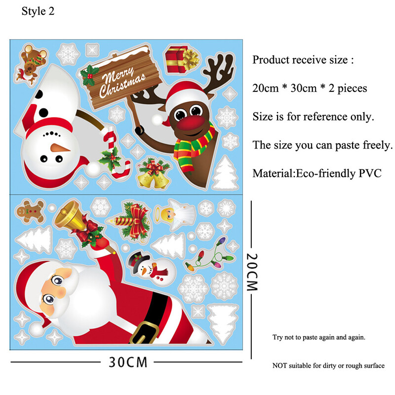 Crăciun Om de Zăpadă Căprior Moș Crăciun Autocolante pentru fereastră din sticlă pentru Decorare de Anul Nou Decor mural pentru cameră Decor pentru perete Electrostatic