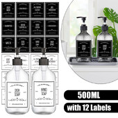 2 ΤΕΜ. 500ML Σαπουνιού Ξαναγεμιζόμενο Σαμπουάν Μπουκάλι Άδειας Αντλίας Λοσιόν Υγρό Conditioner Body Wash Bathroom Kitchen Organizer