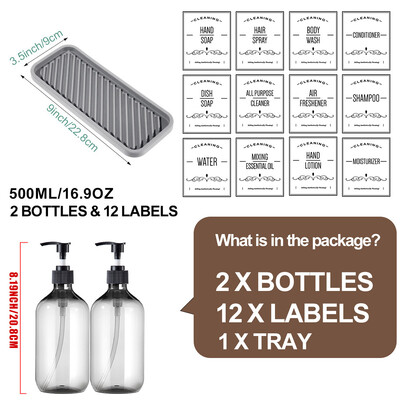 2 ΤΕΜ. 500ML Σαπουνιού Ξαναγεμιζόμενο Σαμπουάν Μπουκάλι Άδειας Αντλίας Λοσιόν Υγρό Conditioner Body Wash Bathroom Kitchen Organizer