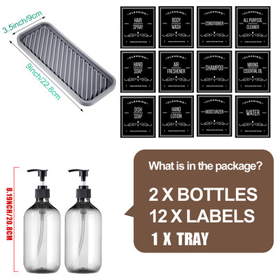 2 ΤΕΜ. 500ML Σαπουνιού Ξαναγεμιζόμενο Σαμπουάν Μπουκάλι Άδειας Αντλίας Λοσιόν Υγρό Conditioner Body Wash Bathroom Kitchen Organizer