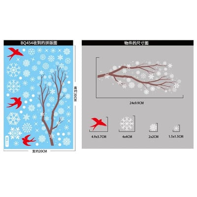 Karácsonyi téli falmatricák hópehely fa ága kolibri ablak üveg matrica boldog karácsonyt dekoráció boldog új évet 2025