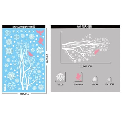 Karácsonyi téli falmatricák hópehely fa ága kolibri ablak üveg matrica boldog karácsonyt dekoráció boldog új évet 2025