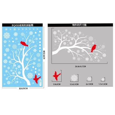 Karácsonyi téli falmatricák hópehely fa ága kolibri ablak üveg matrica boldog karácsonyt dekoráció boldog új évet 2025