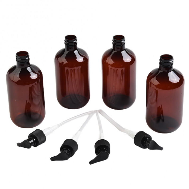 4 db sampon és balzsam flakon 300/500 ml-es újrafelhasználható kézi pumpás adagoló flakon Fürdőszoba tusfürdő samponos szappanos flakon