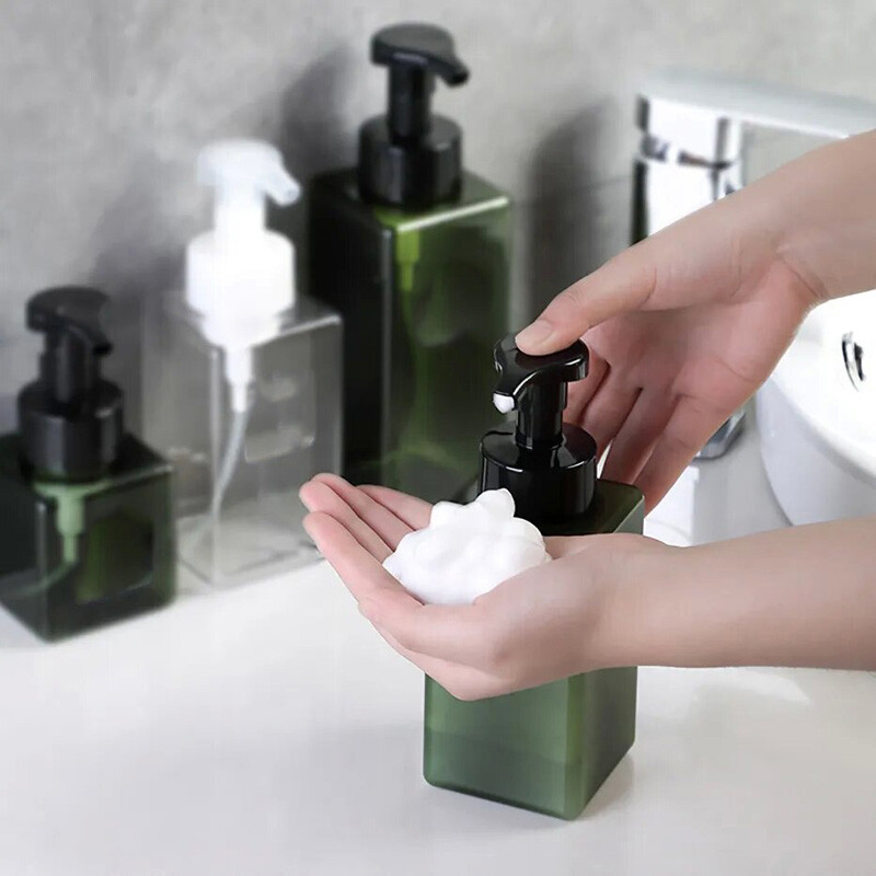 Dozator gol de săpun spumant de 450 ml, gel de duș de baie, loțiune de șampon, curățare facială, pompă de spumă, sticla reîncărcabilă