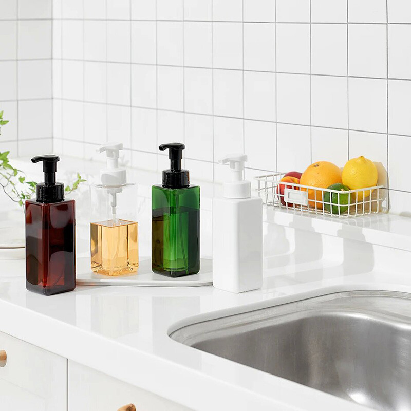 Dozator gol de săpun spumant de 450 ml, gel de duș de baie, loțiune de șampon, curățare facială, pompă de spumă, sticla reîncărcabilă