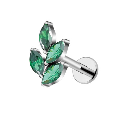 Jobb Grand ASTM F136 Titanium 16G Marquise CZ levél alakú porc spirál kagyló lebeny füllyukasztás lapos hátsó fülbevaló