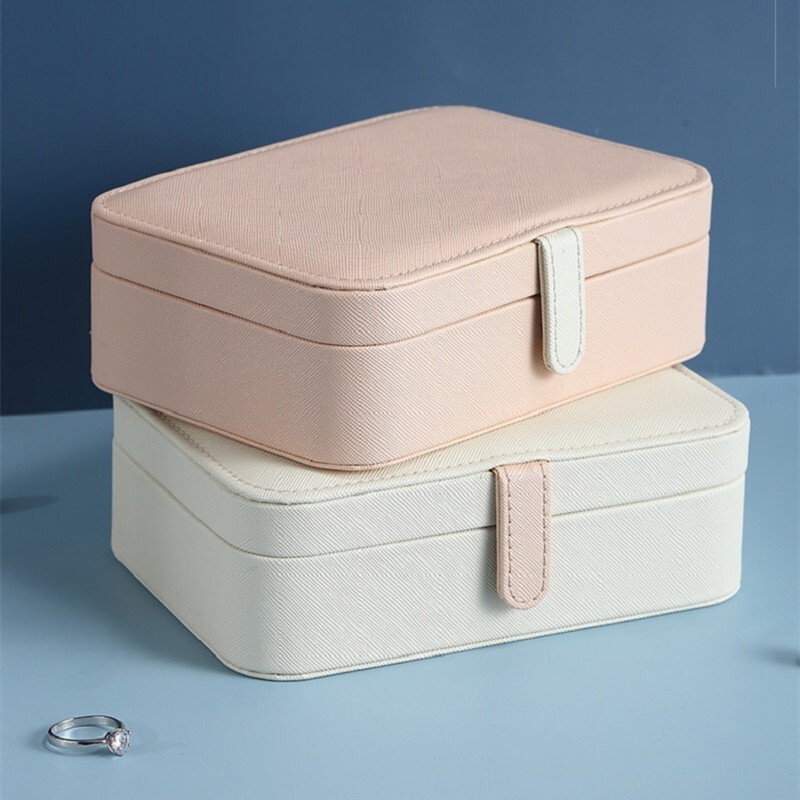 PU Jewelry Organizer Φορητό σκουλαρίκι δαχτυλίδι κοσμηματοπωλείο με βραχιόλι καθρέφτη κολιέ Μεγάλης χωρητικότητας Κουτί αποθήκευσης Simple Fashion