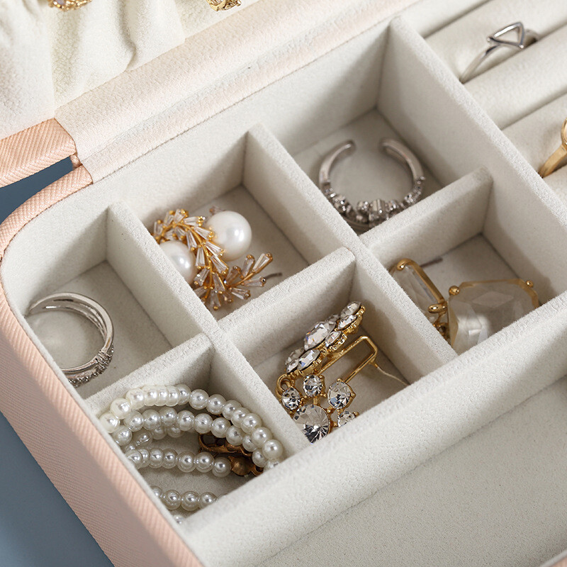 PU Jewelry Organizer Φορητό σκουλαρίκι δαχτυλίδι κοσμηματοπωλείο με βραχιόλι καθρέφτη κολιέ Μεγάλης χωρητικότητας Κουτί αποθήκευσης Simple Fashion