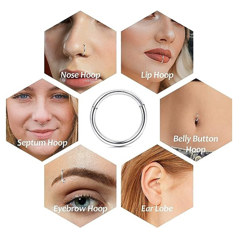 1 db sebészeti acél septum Clicker szegmens csuklós gyűrűs orr szemöldök ajak karika fül porc Tragus Helix füllebeny piercing ékszer
