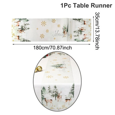 Akvarell szarvas hóember karácsonyi asztali futó, karácsonyi asztaldíszek otthonra 2024 karácsonyi asztali zászló Navidad Noel ajándékok
