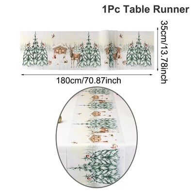 Akvarell szarvas hóember karácsonyi asztali futó, karácsonyi asztaldíszek otthonra 2024 karácsonyi asztali zászló Navidad Noel ajándékok