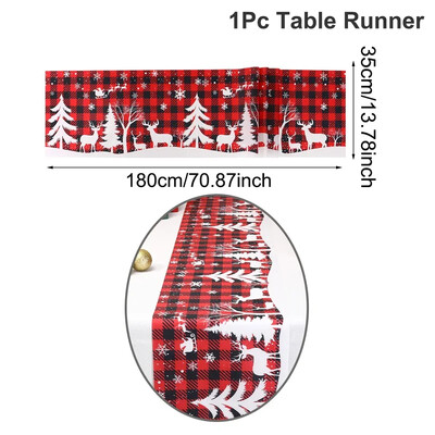 Akvarell szarvas hóember karácsonyi asztali futó, karácsonyi asztaldíszek otthonra 2024 karácsonyi asztali zászló Navidad Noel ajándékok