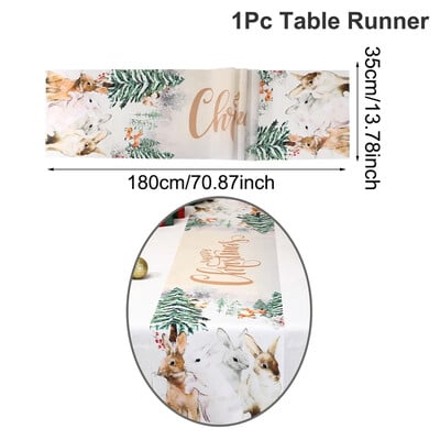 Akvarell szarvas hóember karácsonyi asztali futó, karácsonyi asztaldíszek otthonra 2024 karácsonyi asztali zászló Navidad Noel ajándékok