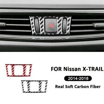 Autóbelső szénszálas vészjelző lámpa kapcsolópanel díszítő matricái Nissan X-TRAIL 2014-2018 tartozékokhoz