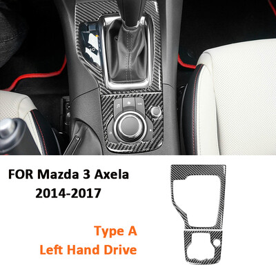 Szénszálas autós középkonzol A típusú sebességváltó panel díszkeret díszítő matrica Mazda 3 Axela 2014-2017 tartozékokhoz
