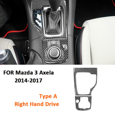 Szénszálas autós középkonzol A típusú sebességváltó panel díszkeret díszítő matrica Mazda 3 Axela 2014-2017 tartozékokhoz